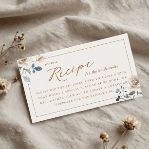 Rustic Autumn Floral Bridal Shower Recipe Request Enclosure Card