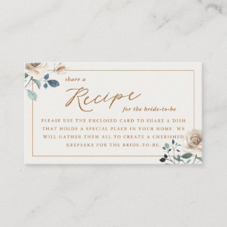 Rustic Autumn Floral Bridal Shower Recipe Request Enclosure Card