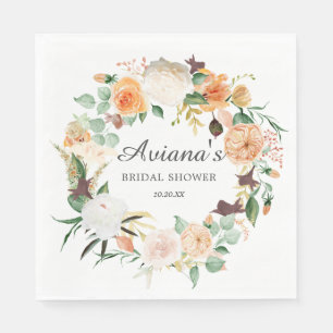 Rustic Autumn Floral Bridal Shower Thank You Napkin