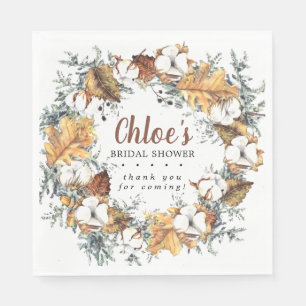 Rustic Autumn Floral Bridal Shower Thank You Napkin