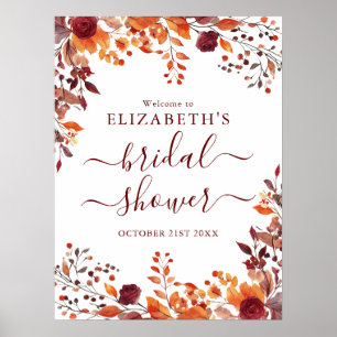 Rustic Autumn Floral Bridal Shower Welcome Sign