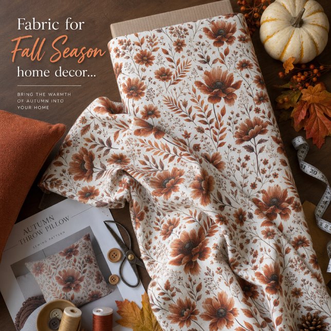 Rustic Autumn Floral Bronze Botanical Fall Sewing  Fabric (Creator Uploaded)