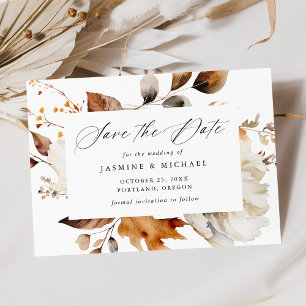Rustic Autumn Floral Calligraphy Wedding Save The Date