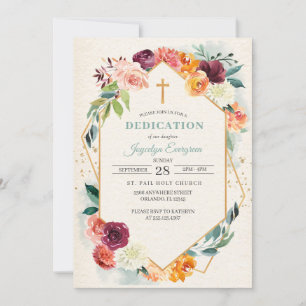 Rustic Autumn Floral Dedication Invitation