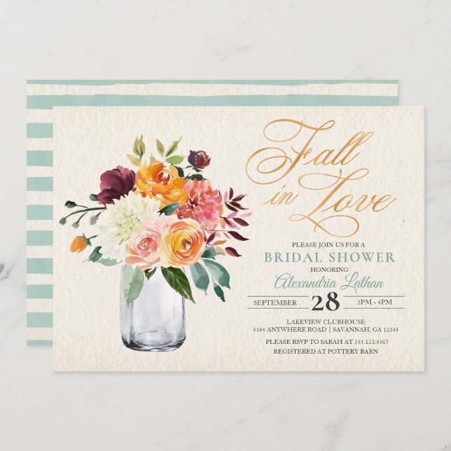 Rustic Autumn Floral Fall Bridal Shower Invitation (Front/Back)