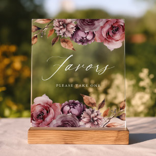Rustic Autumn Floral Favours Wedding Favours Acrylic Sign