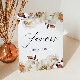 Rustic Autumn Floral Favours Wedding Favours Pedestal Sign