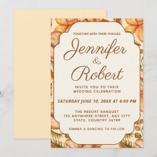 Rustic Autumn Floral Frame Wedding Invitation