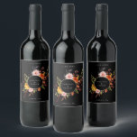 Rustic Autumn Floral Frame Wine Label<br><div class="desc">Rustic Autumn floral and foliage frame,  personalised wine labels. Features,  colourful fall leaves,  flowers and pale gold round frame. Modern design style template provides lines for names,  event date and location.</div>