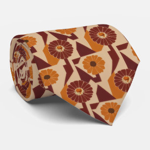 Rustic Autumn Floral Geometric Pattern (7) Tie