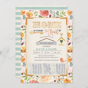 Rustic Autumn Floral Housewarming Invitation