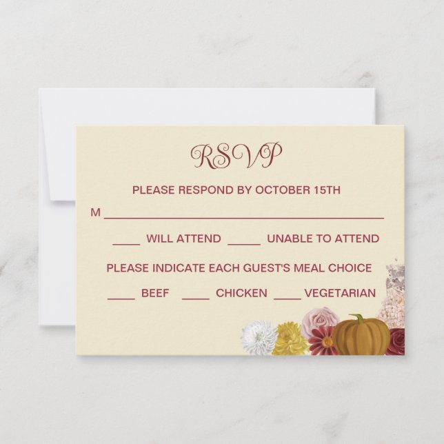 Rustic Autumn Floral Pumpkin RSVP                  Save The Date (Front)