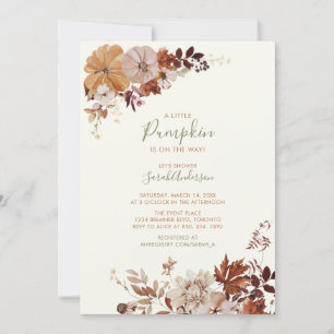Rustic Autumn Floral Pumpkin Sage Baby Shower Invitation