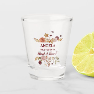 Rustic Autumn Floral Pumpkin Shot Glass