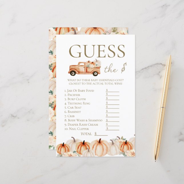 Rustic Autumn Floral Pumpkin Truck Guess The Price (Front/Back In Situ)