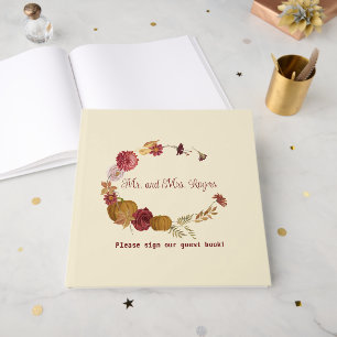 Rustic Autumn Floral Pumpkin Wedding Guest Book