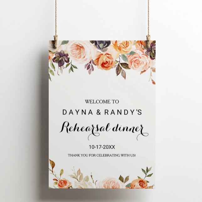 Rustic Autumn Floral Rehearsal dinner Welcome Poster (Creator Uploaded)