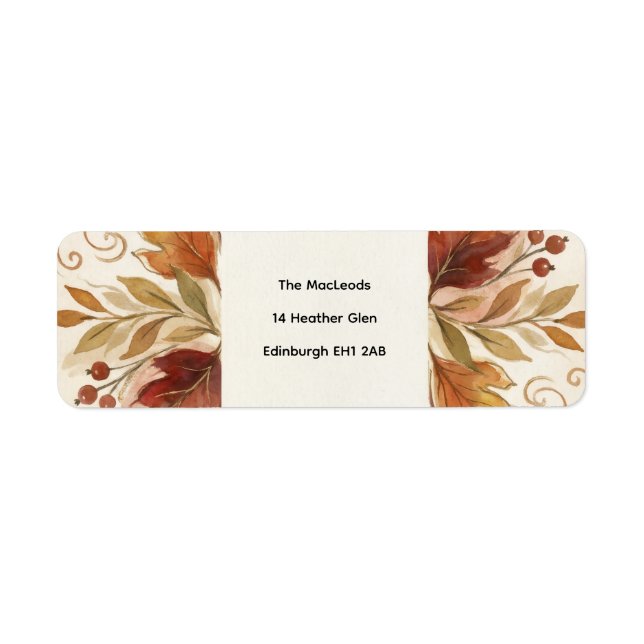 Rustic Autumn Floral Return Address Label (Front)