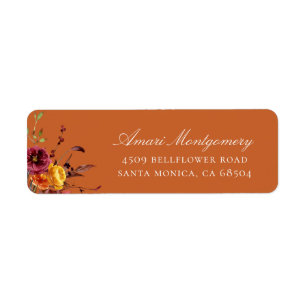 Rustic Autumn Floral Return Address Labels