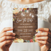 Rustic Autumn Floral String Lights Save the Date