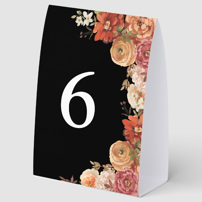 Rustic Autumn Floral Table Number (Front)