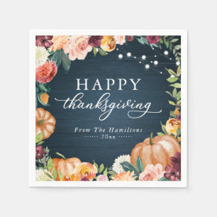 Rustic Autumn Floral Thanksgiving Dinner Napkins