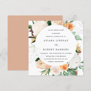Rustic Autumn Floral Watercolor Wedding Invitation
