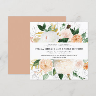 Rustic Autumn Floral Watercolor Wedding Invitation