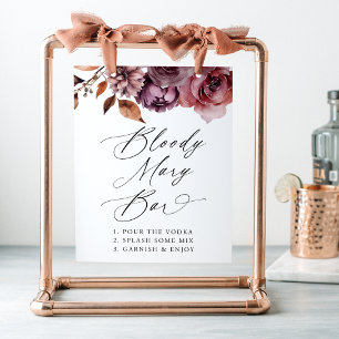Rustic Autumn Floral Wedding Bloody Mary Bar Sign