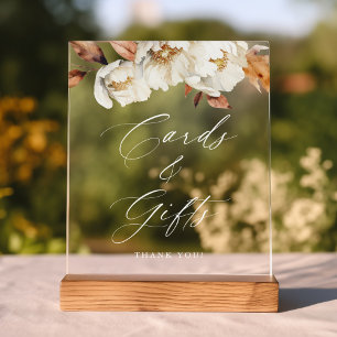 Rustic Autumn Floral Wedding Cards and Gifts Acrylic Sign