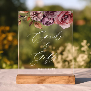 Rustic Autumn Floral Wedding Cards and Gifts Acrylic Sign