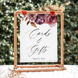 Rustic Autumn Floral Wedding Cards and Gifts Sign