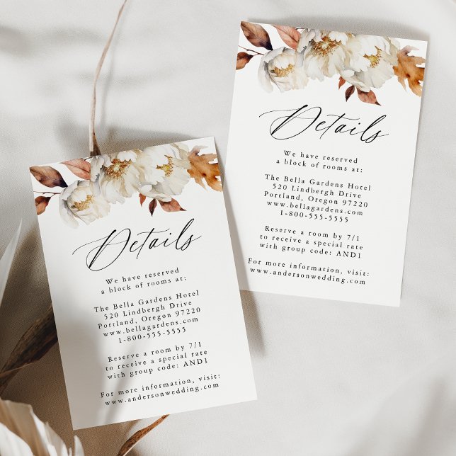 Rustic Autumn Floral Wedding Details Enclosure Card (Creator Uploaded)