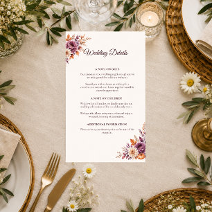 Rustic Autumn Floral Wedding Enclosure Card