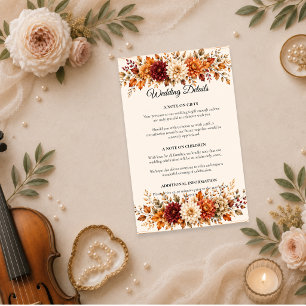 Rustic Autumn Floral Wedding Enclosure Card