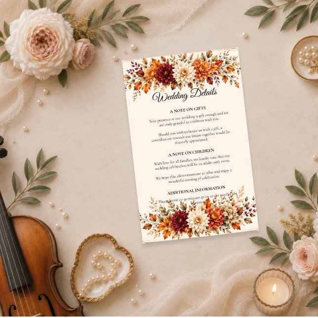 Rustic Autumn Floral Wedding  Enclosure Card (Creator Uploaded)