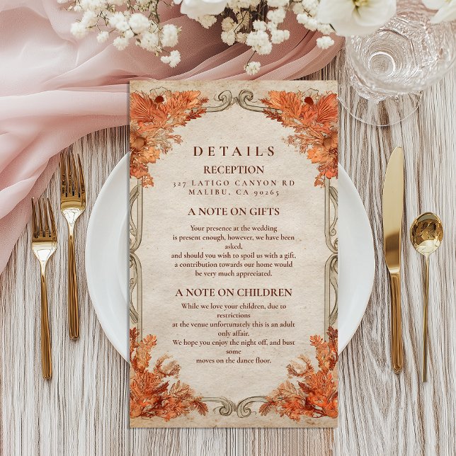 Rustic Autumn Floral Wedding Enclosure Card (Creator Uploaded)