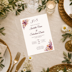 Rustic Autumn Floral Wedding Invitation