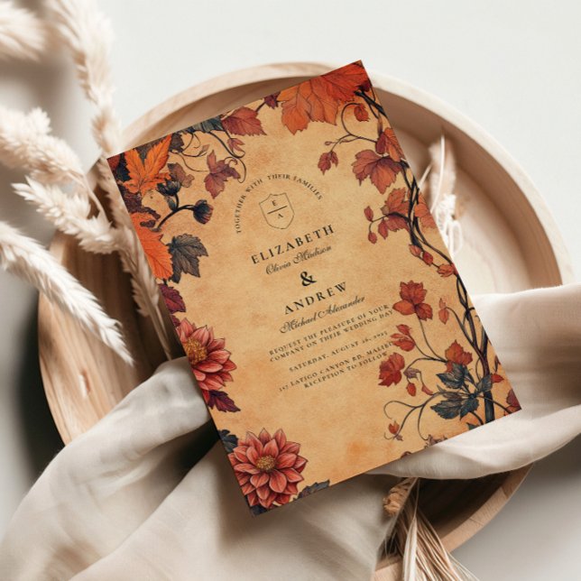 Rustic Autumn Floral Wedding Invitation (Creator Uploaded)