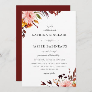 Rustic Autumn Floral Wedding Invitation