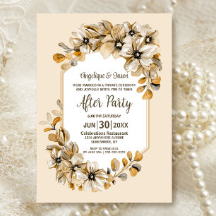Rustic Autumn Floral Wedding Reception Invitation
