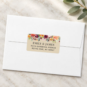 Rustic Autumn Floral Wedding Return Address Label