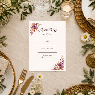Rustic Autumn Floral Wedding RSVP Card
