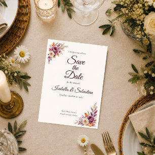 Rustic Autumn Floral Wedding Save The Date