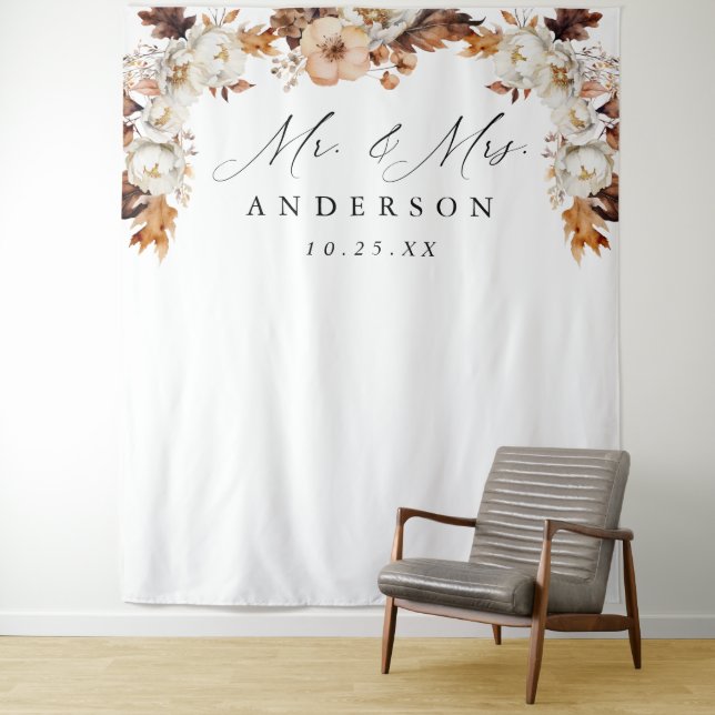 Rustic Autumn Floral Wedding Tapestry (In Situ)