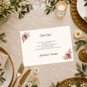 Rustic Autumn Floral Wedding Thank You Card
