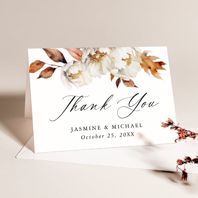Rustic Autumn Floral Wedding Thank You Card (Creator Uploaded)