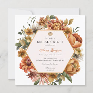 Rustic Autumn Florals Bridal Shower Invitation