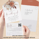 Rustic Autumn Florals QR Code Script Wedding All In One Invitation<br><div class="desc">Rustic Autumn Florals QR Code Script Wedding. Simply seal and send - no envelope is required. Beautiful autumnal florals in shades of terracotta and cream are on the top flap with an informal set typography for typography the Wedding Of, Kindly Deliver to and RSVP and the rest of the text...</div>