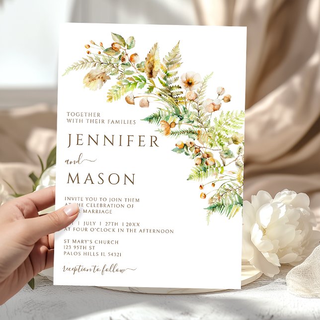 Rustic Autumn Flowers Forest Leaves Fall Wedding Invitation (Creator Uploaded)